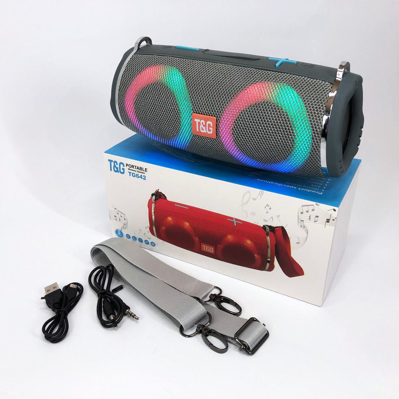 Портативна колонка з RGB підсвічуванням та ремінцем Сірий (TG642) - фото 16
