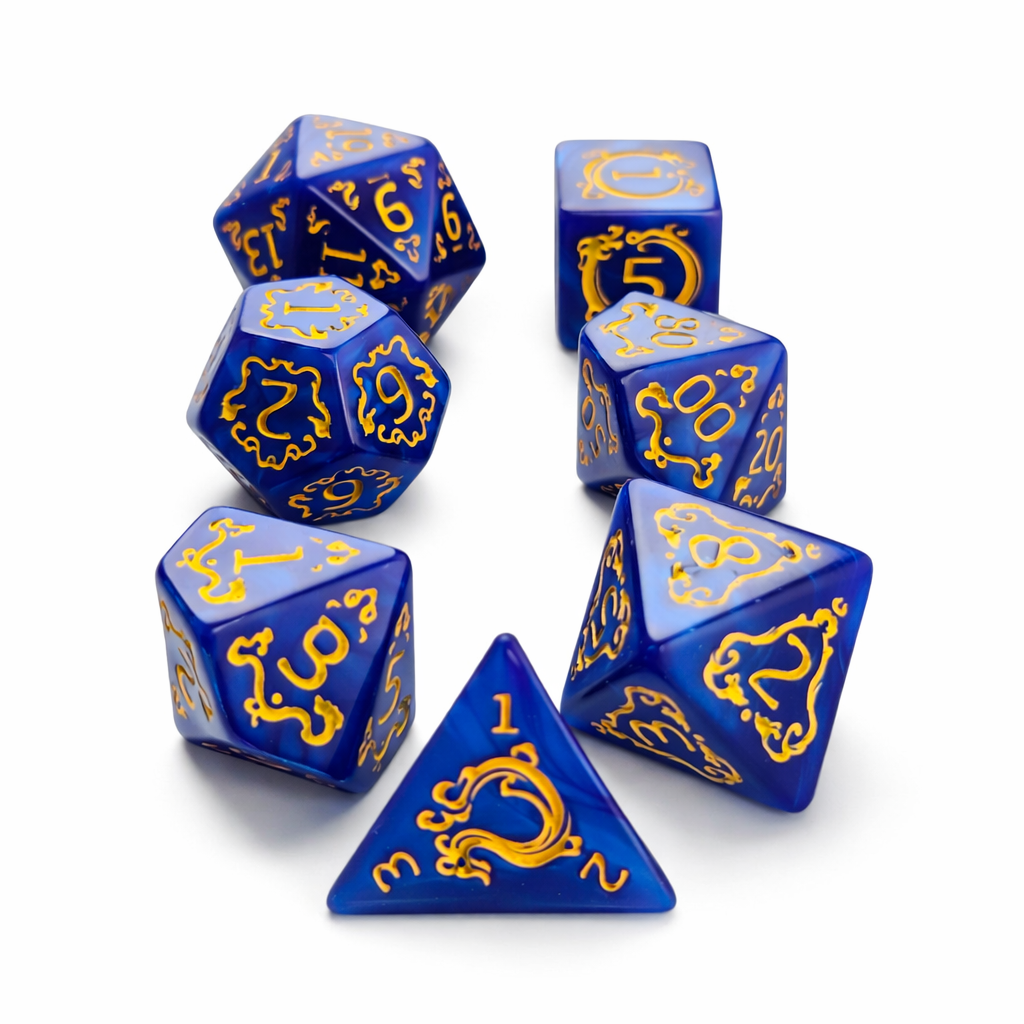 Набор игровых кубиков для D&D/TTRPG полиэдрические 7 шт. Синий (1614) Набор игровых кубиков для D&D/TTRPG полиэдрические 7 шт. Синий (1614)