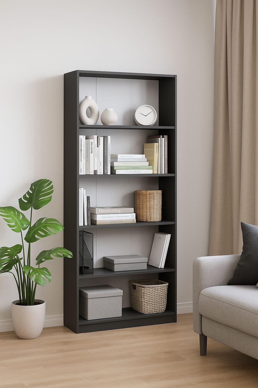 Стелаж підлоговий MEBLIBUD MODERN 200х80х30 см Антрацит - фото 2 Стелаж підлоговий MEBLIBUD MODERN 200х80х30 см Антрацит - фото 2