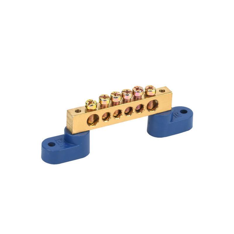 Шина нулевая УЭК ШНЫ-8х12-6-У2-C 6 отверстий 8x12 мм медь на двух угловых изоляторах (YNN10-812-6C2-K07)