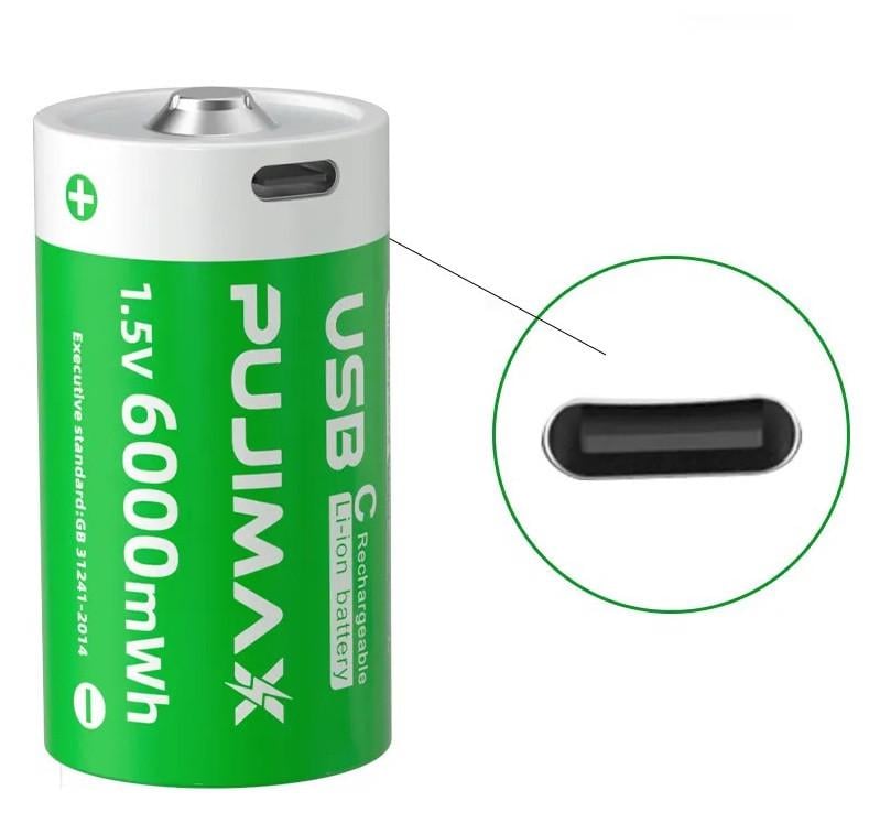 Акумулятор Pujimax Тип C/R14 з зарядкою Type-C 6000 mWh Li-Ion 1,5V (2575995119) - фото 4 Акумулятор Pujimax Тип C/R14 з зарядкою Type-C 6000 mWh Li-Ion 1,5V (2575995119) - фото 4