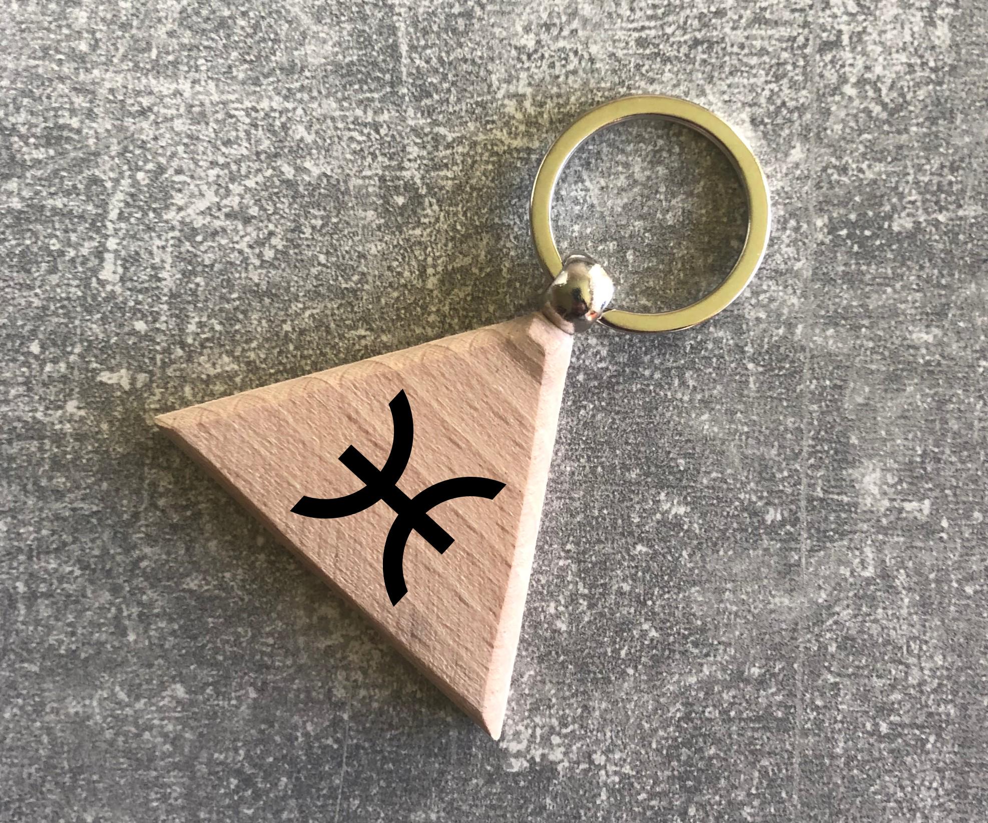 Брелок деревянный треугольный с символом зодиака "Рыбы" (15010304024)