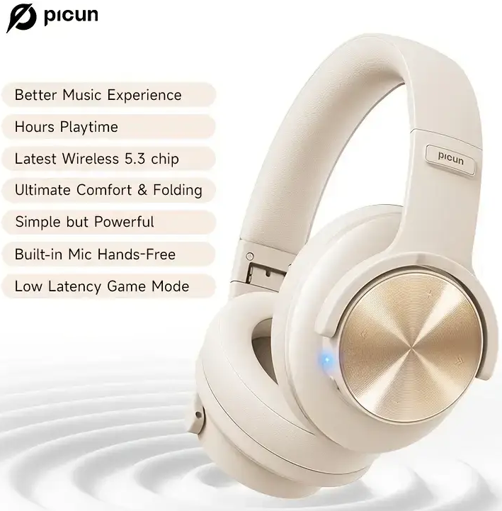 Наушники с микрофоном Picun b8 Bluetooth Beige - фото 4 Наушники с микрофоном Picun b8 Bluetooth Beige - фото 4