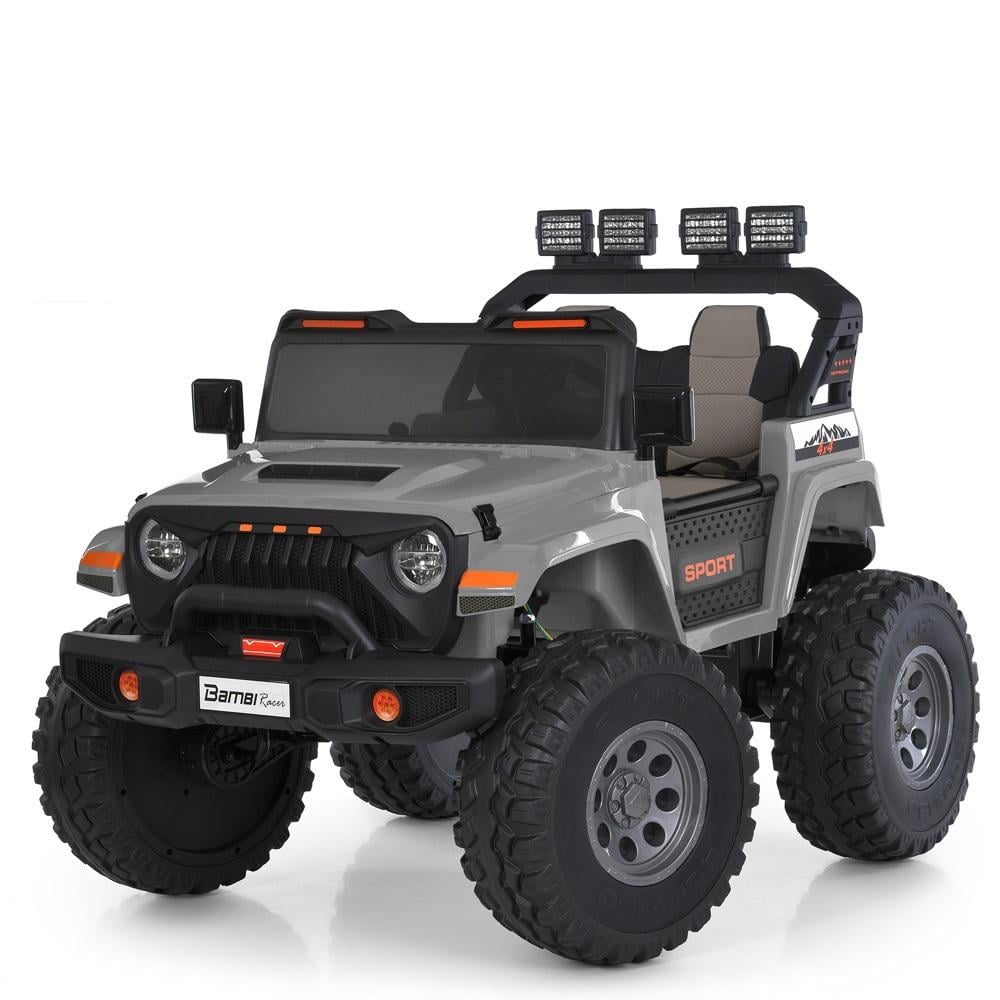Детский электромобиль двухместный Bambi Jeep M 6204EBLR 4W Серый