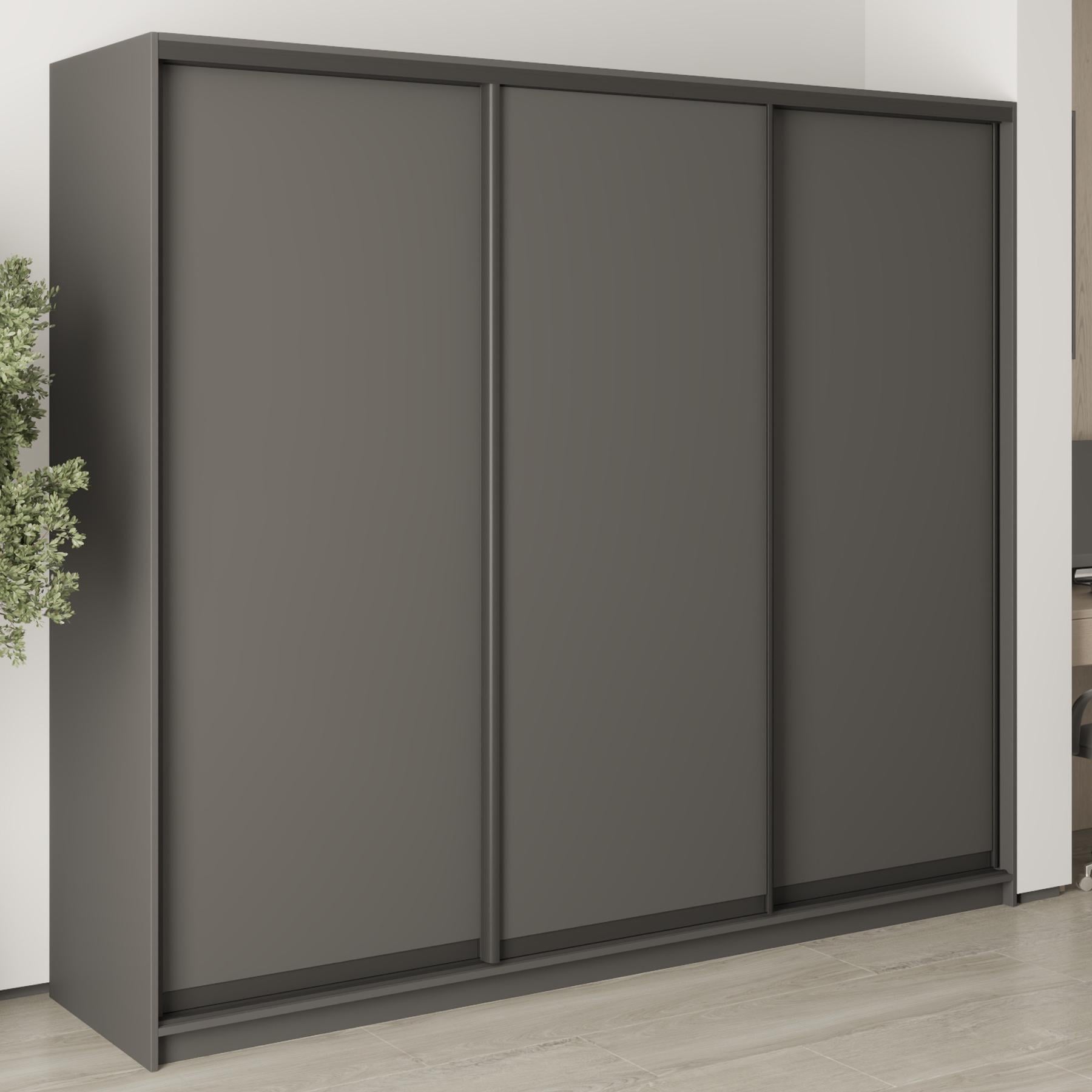 Шкаф-купе трехдверный MebelStar Уни BG 3 ДСП 240x45x210 см Антрацит (MBS-7904) Шкаф-купе трехдверный MebelStar Уни BG 3 ДСП 240x45x210 см Антрацит (MBS-7904)