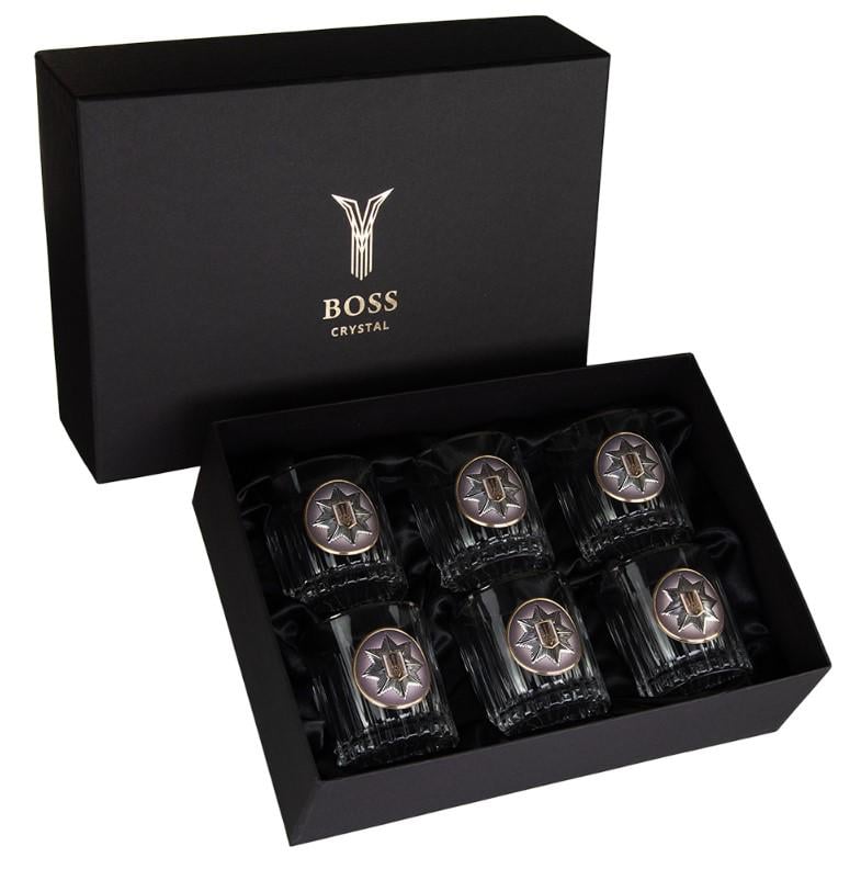Набор бокалов для виски Boss Crystal Нацполиция Украины 6 бокалов 360 мл (196-0012)