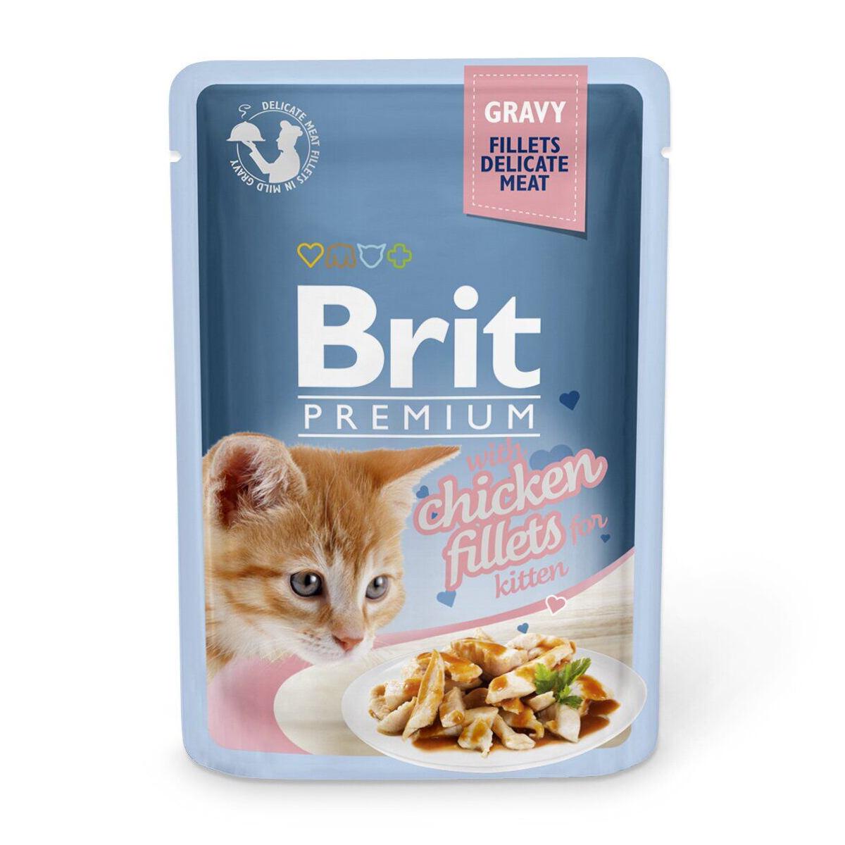 Корм влажный для котят Brit Premium Cat pouch филе курицы в соусе 85 г (8595602518579)