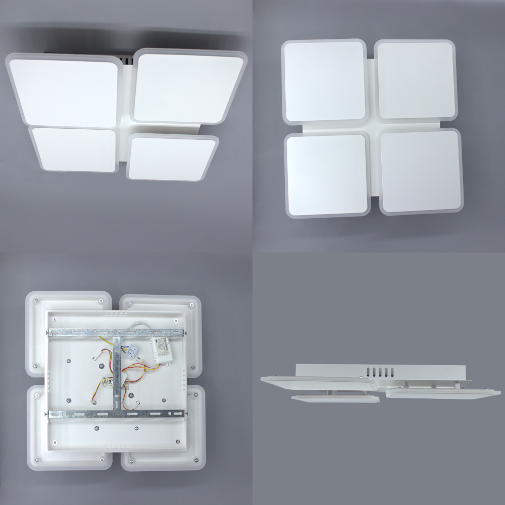 Люстра ESLLSE AERO square 4S-ON/OFF-455х455х60-WHITE с пультом 70W (10112) - фото 6