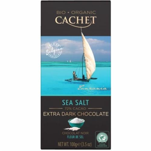 Шоколад чорний Cachet Bio Organic Extra Dark Sea Salt 72% cacao 21364 90 г (05432)