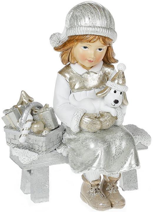 Статуэтка Малышка на лавочке 14 см Шампань