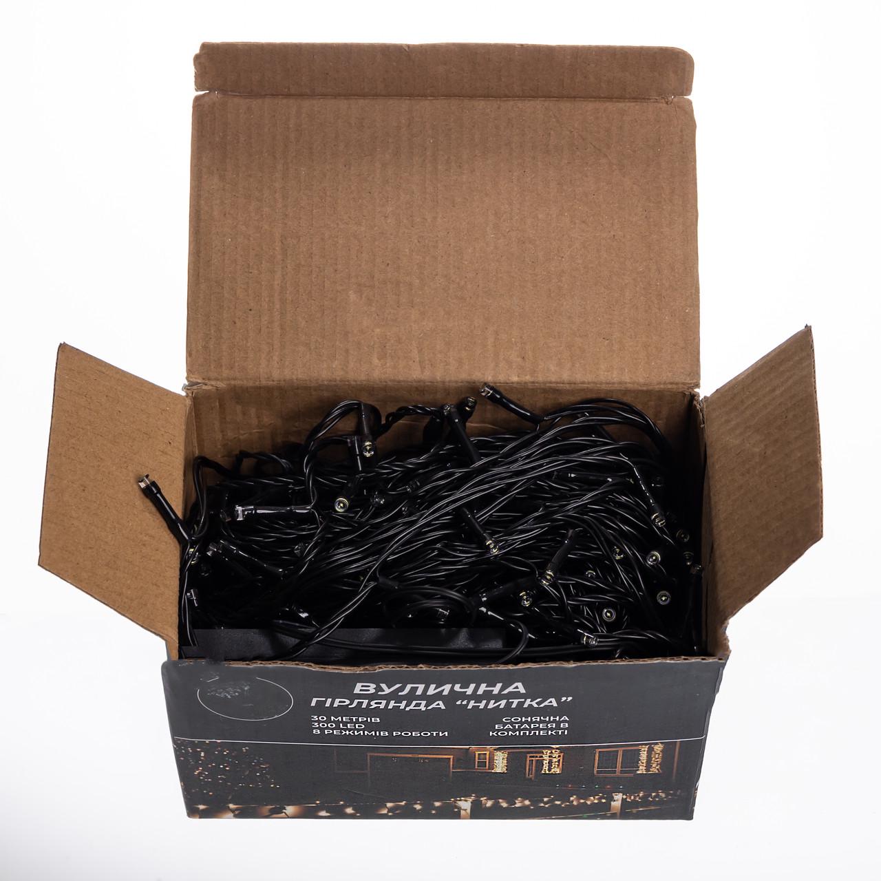 Гірлянда вулична SB300L30MBW 30 м 300 LED з сонячною батареєю Чорний/Білий (29912677) - фото 7