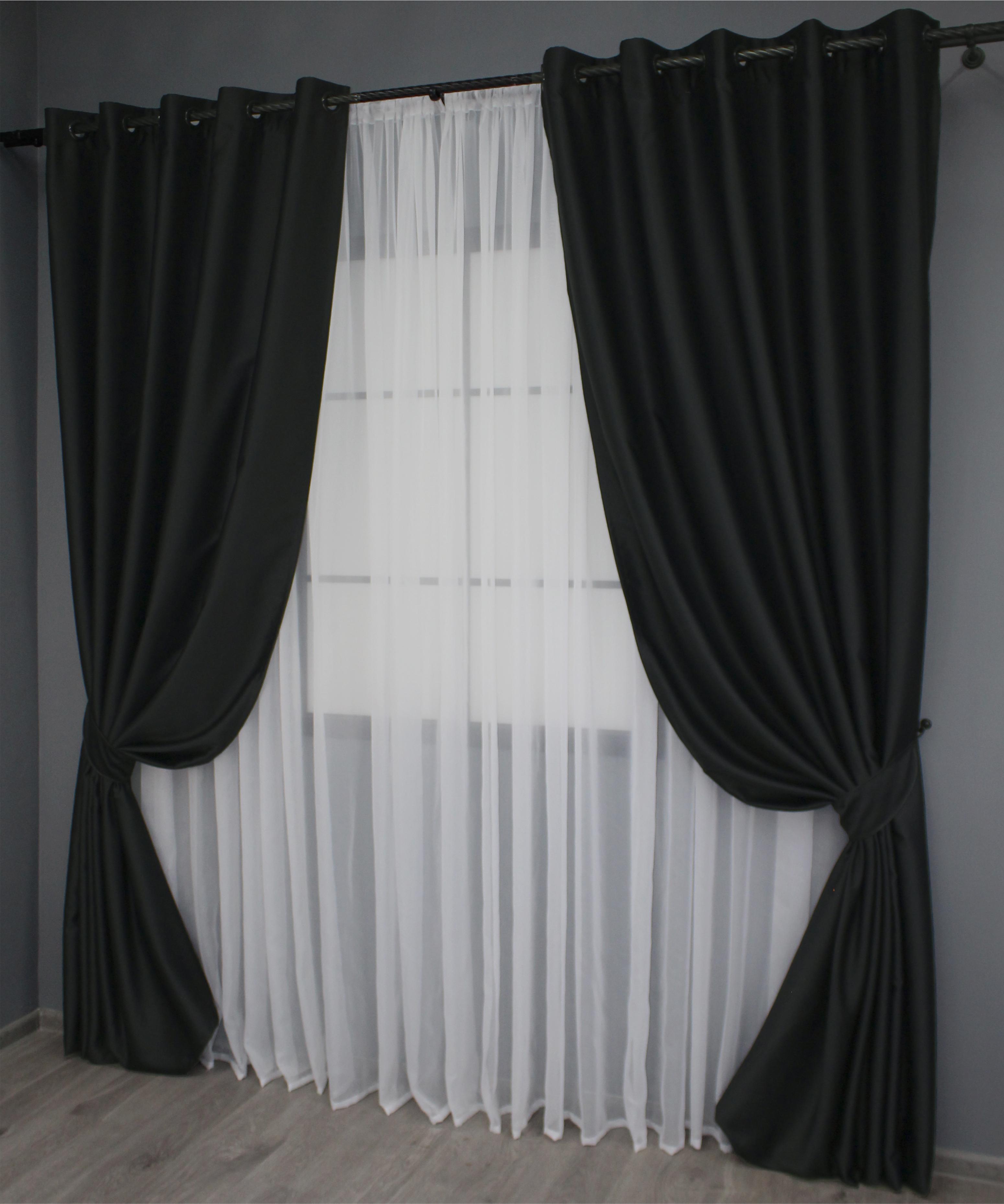 Комплект штор на люверсах VR-Textil Midnight №1165ш 150х270 см 2 шт. Чорний (37-0117) - фото 2