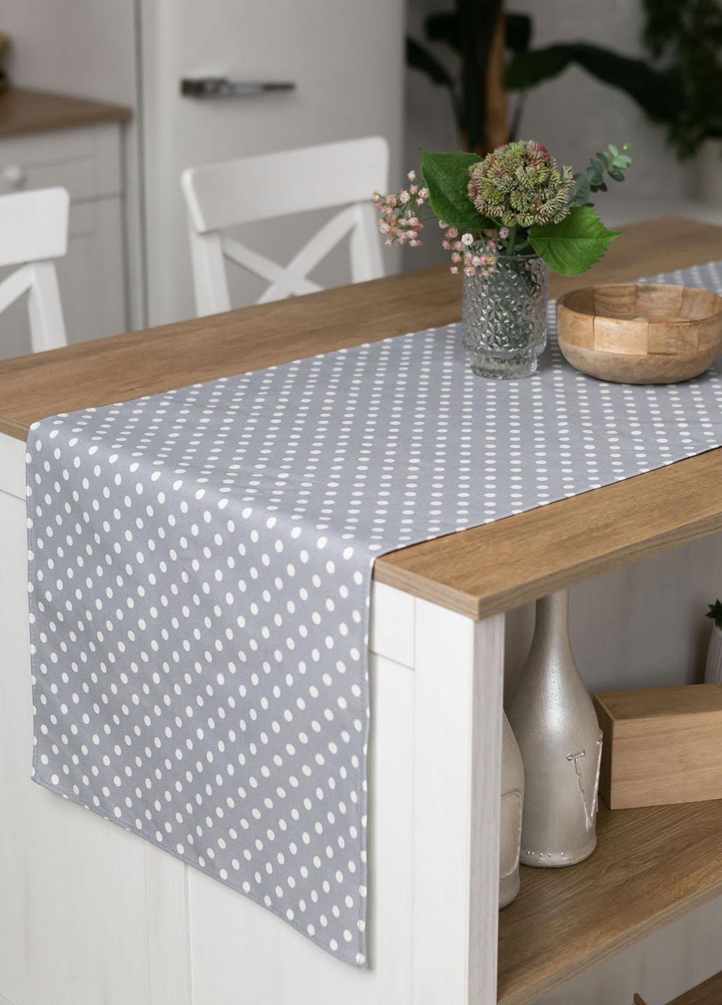 Скатерть-дорожка раннер Горошек серый 180x47 см (гср14)