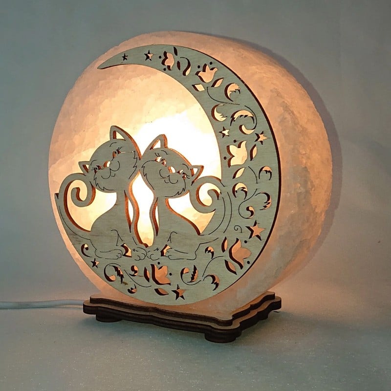 Соляная лампа светильник Котики на Луне желтого подсвечивания (20037) Соляная лампа светильник Котики на Луне желтого подсвечивания (20037)