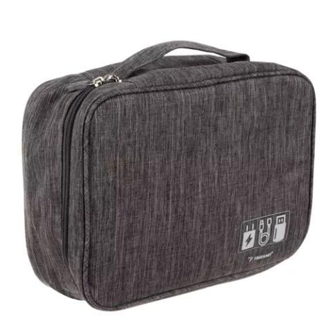 Органайзер для кабелей и зарядных устройств 9 карманов Серый