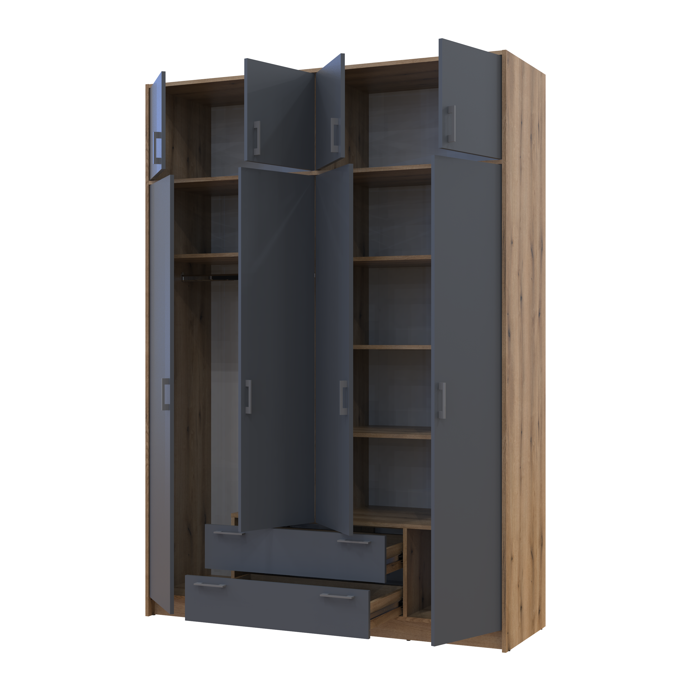 Распашной шкаф для одежды Doros Ронди с антресолью 4ДСП 160х52х236 см Дуб Артизан/Графитовый (80737828)