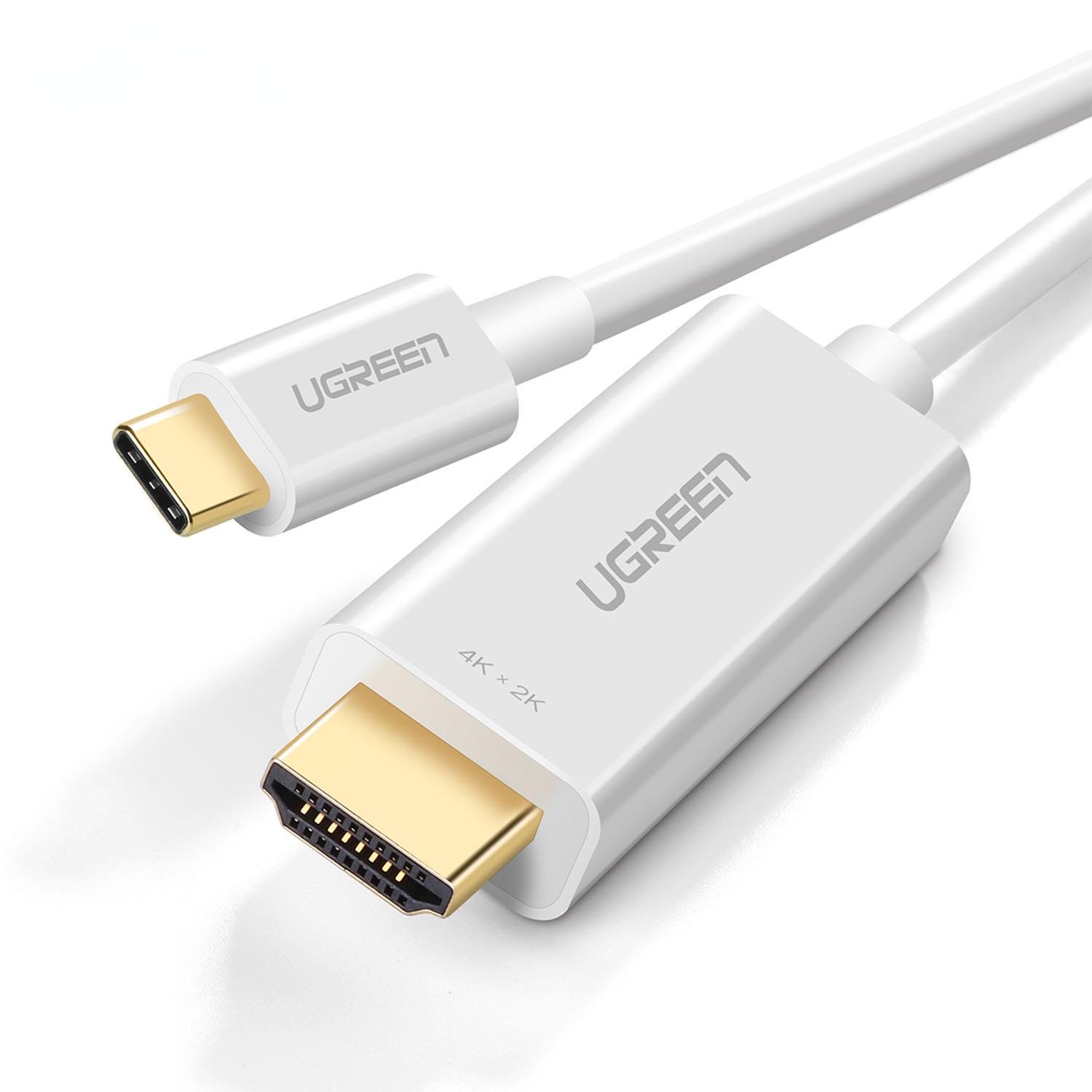 Кабель UGREEN Type-C-HDMI 4K 60Hz відеоконвертер USB-C на HDMI 2.0 Thunderbolt 3 1,5 м Білий (30841)