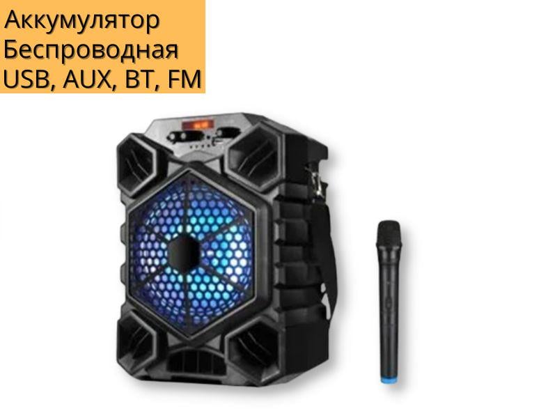 Акустическая система аккумуляторная LT 815 80 Вт USB/SD/FM радио/Bluetooth/микрофон/ДУ (LT 815) - фото 2