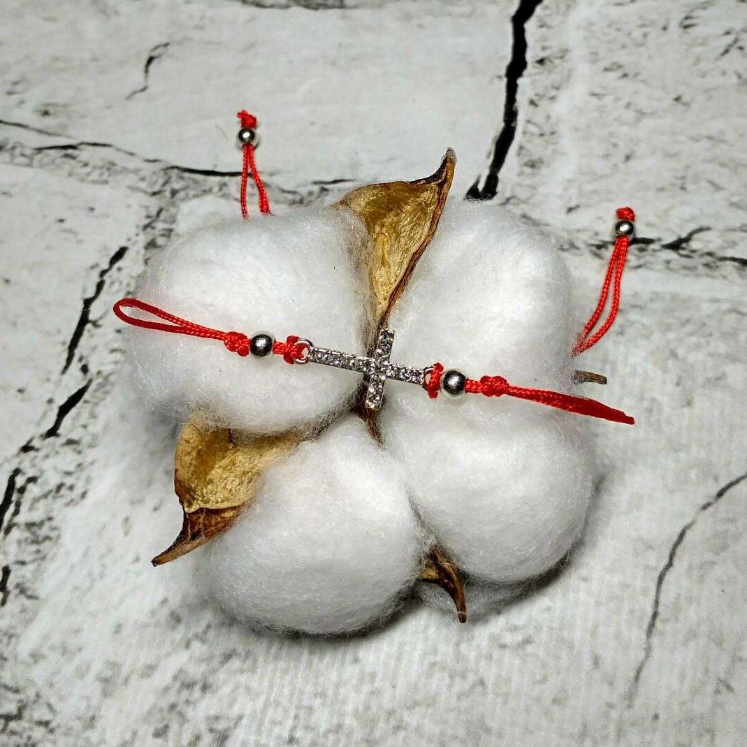 Браслет с красной нитью Крестик (3-38-18-3)