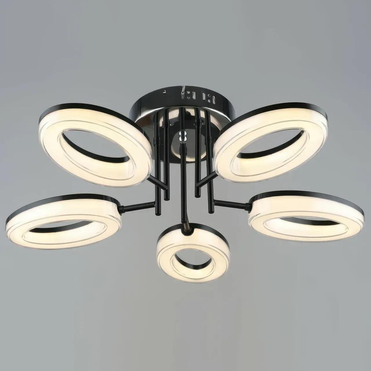 LED-люстра потолочная Sirius на пять плафонов 3000/6500К IP20 B YH1100/5 35W Черный/Хром (28686926)