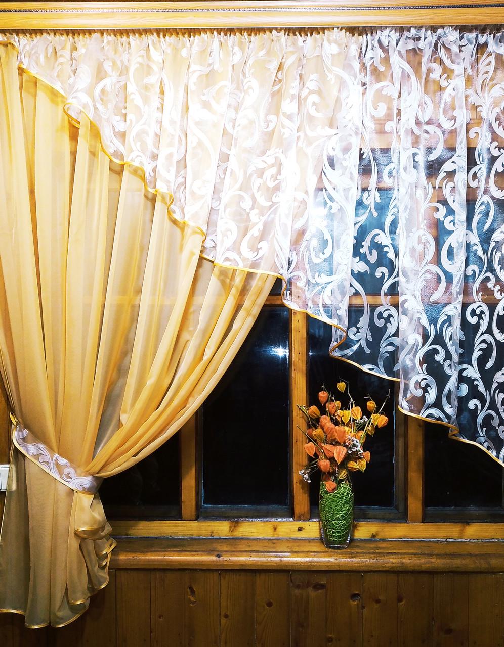 Шторы Анжелика вензель левая Песочный (1068230809) - фото 1 Шторы Анжелика вензель левая Песочный (1068230809) - фото 1