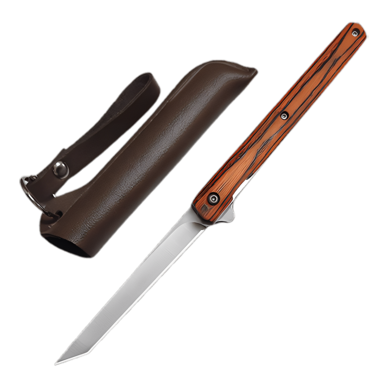 Туристический нож-флиппер RaipFlip в чехле из экокожи Коричневый (2878) Туристический нож-флиппер RaipFlip в чехле из экокожи Коричневый (2878)