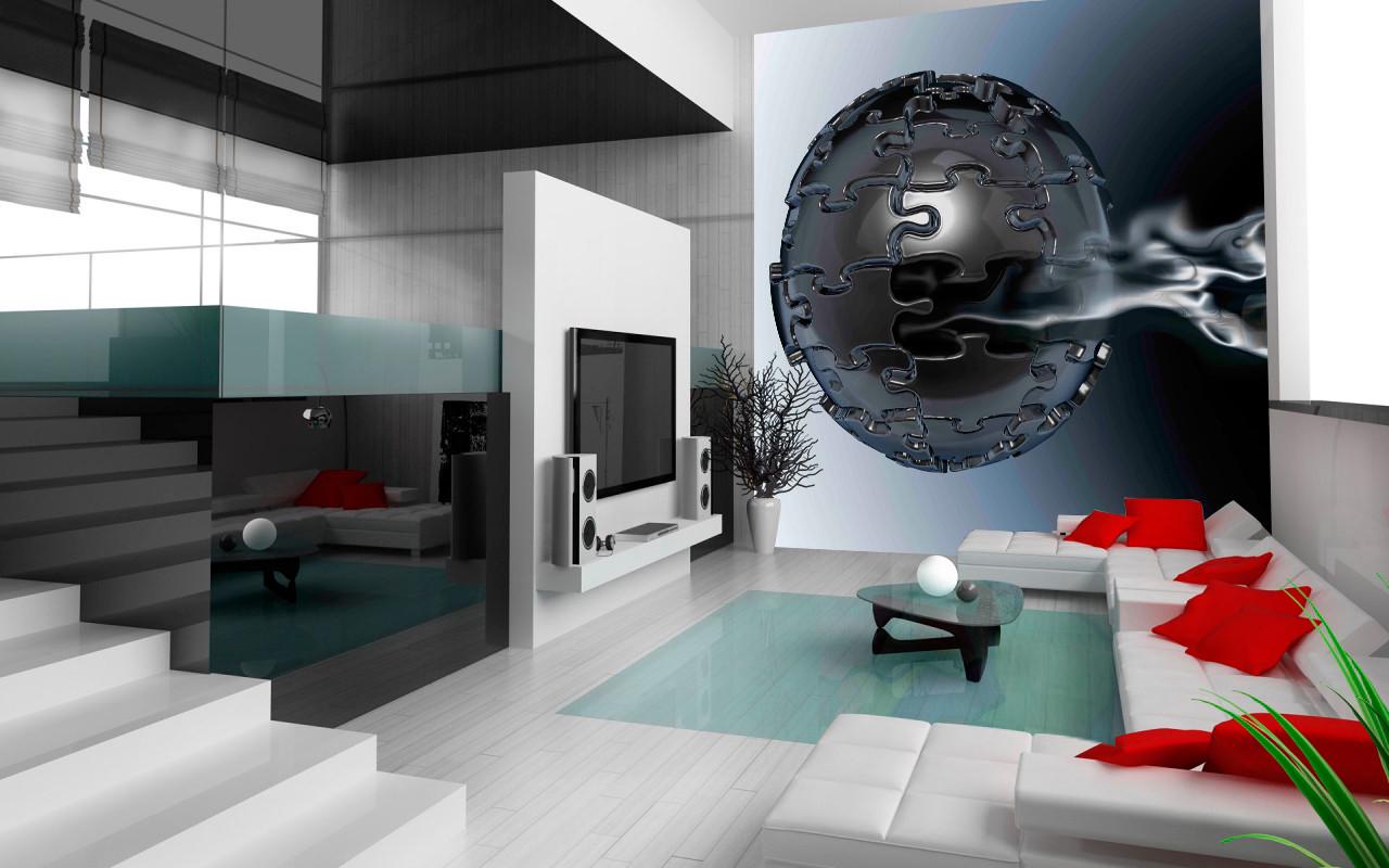 Фотообои флизелиновые абстракция для спальни/зала/кухни Шар с пазлов