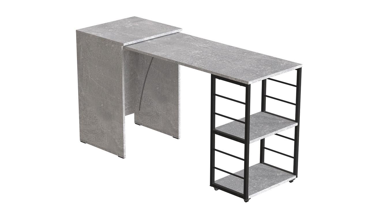 Стіл-тумба трансформер Ferrum-decor Смарт 2/2 метал/ДСП 16 мм 750x1450x600 мм Чорний/Бетон (FRD-105108) - фото 6 Стіл-тумба трансформер Ferrum-decor Смарт 2/2 метал/ДСП 16 мм 750x1450x600 мм Чорний/Бетон (FRD-105108) - фото 6