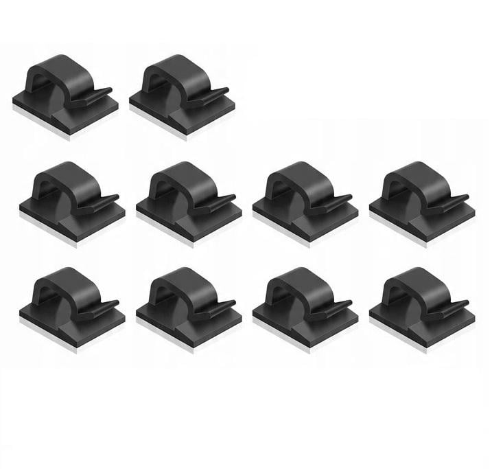 Органайзеры-держатели для кабелей 1-ячейки с клейким основанием 10 шт. Черный (29415)