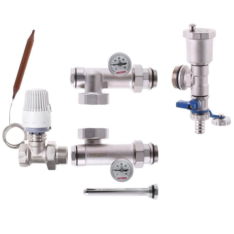 Смесительный узел KOER KR.1022L1 1" без насоса прямой (KR291)