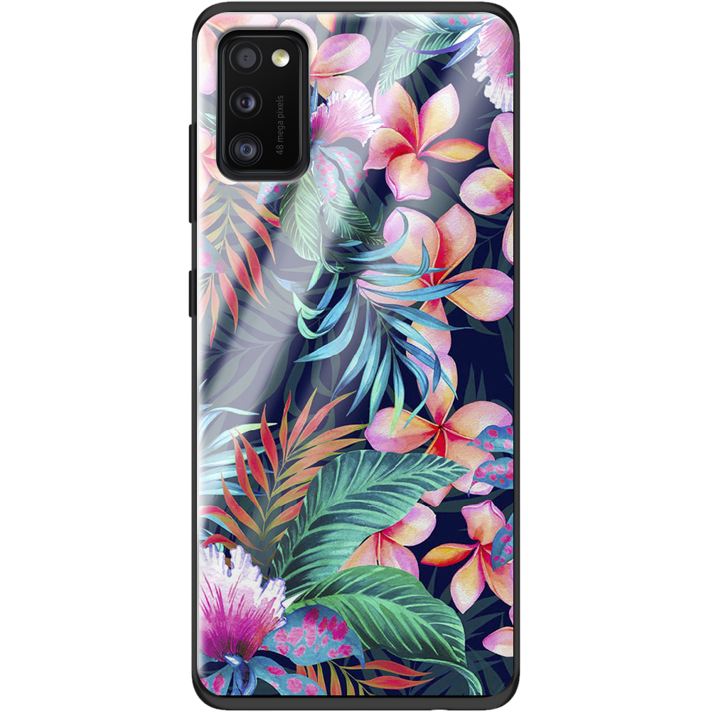 Чохол Boxface Samsung A415 Galaxy A41 flowers in the tropics Чорний силікон зі склом (39755-up1971-40092)