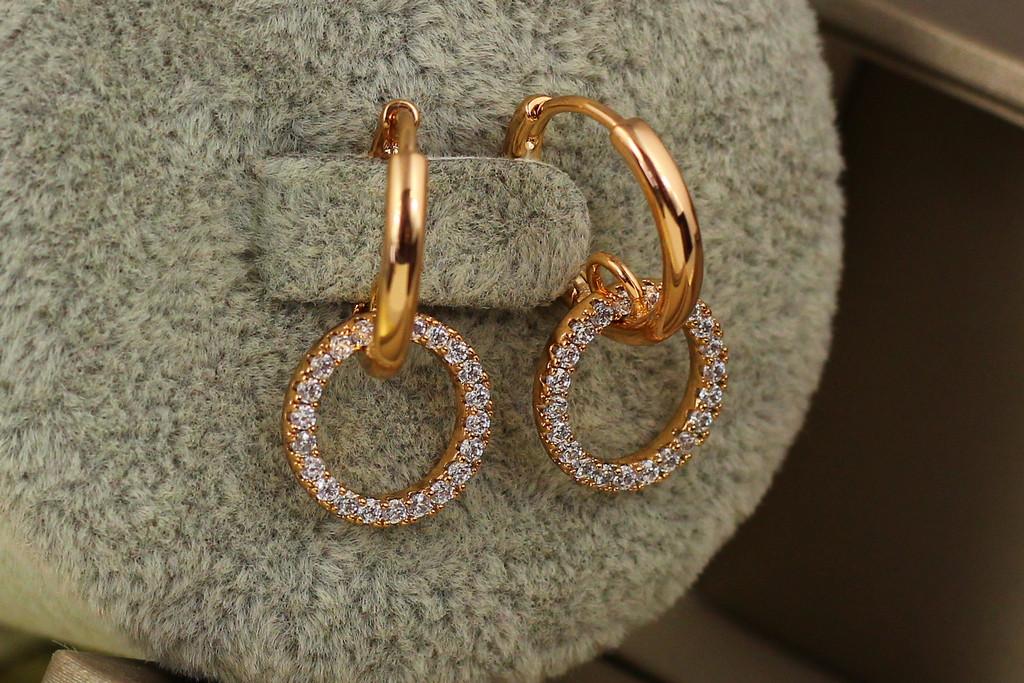 Сережки Xuping Jewelry Тонке кільце в кільці 2,2 см Золотистий (1922016209)