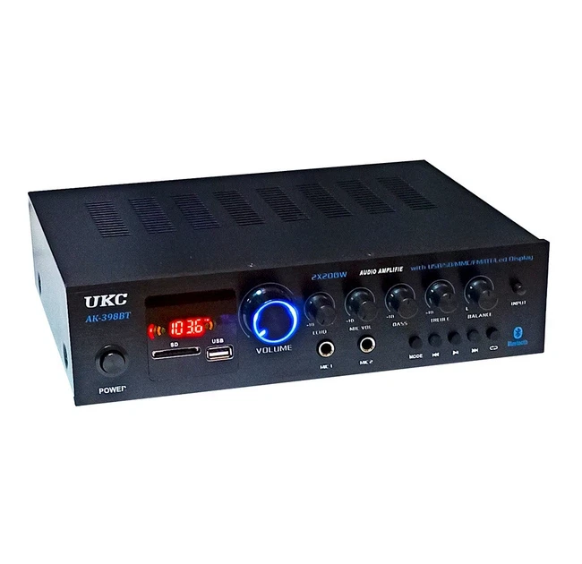 Підсилювач аудіо UKC AK-398BT 2x200W з підтримкою Bluetooth і USB (10373)