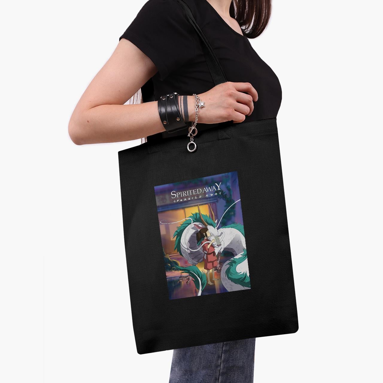 Эко сумка шоппер Тихиро Огино Сэн и Хаку Spirited Away 41x35 см Черный (9227-2829-BK)