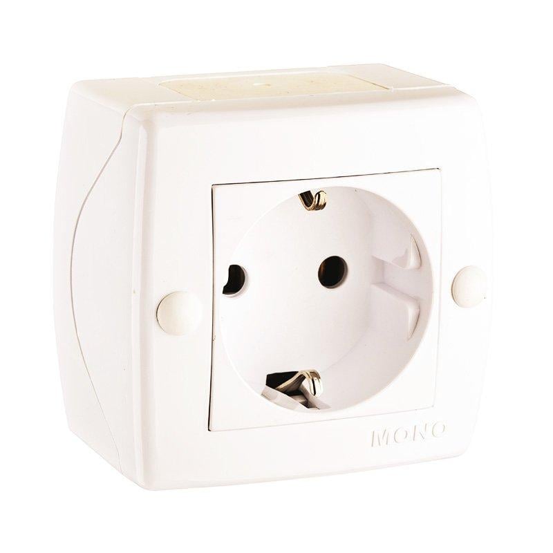Розетка одинарная накладная с заземлением Mono Electric OCTANS IP20 Белый (12127) Розетка одинарная накладная с заземлением Mono Electric OCTANS IP20 Белый (12127)