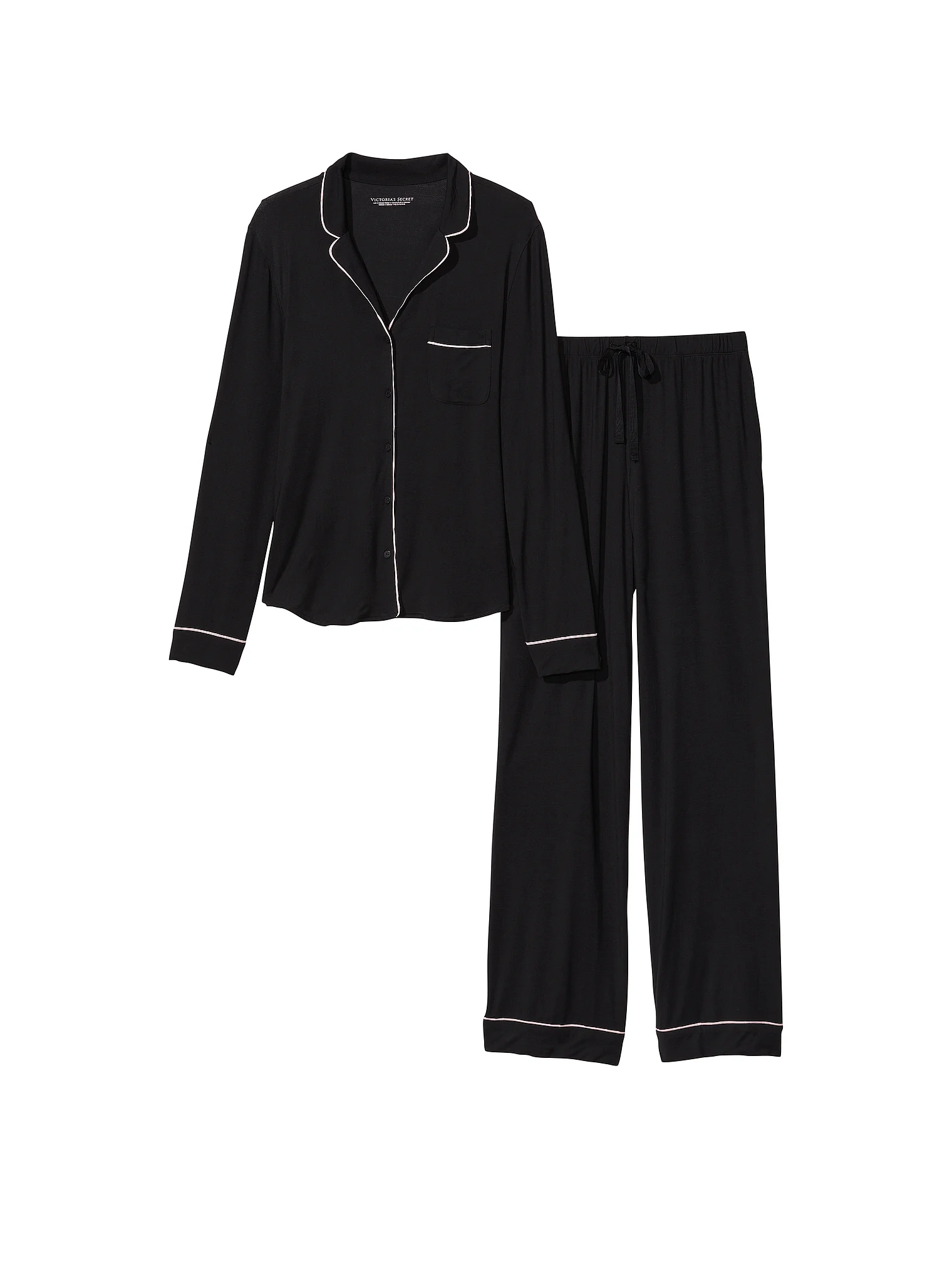 Піжама жіноча Victoria's Secret Modal Long Pajama Set модал XS Чорний (15199225) - фото 3