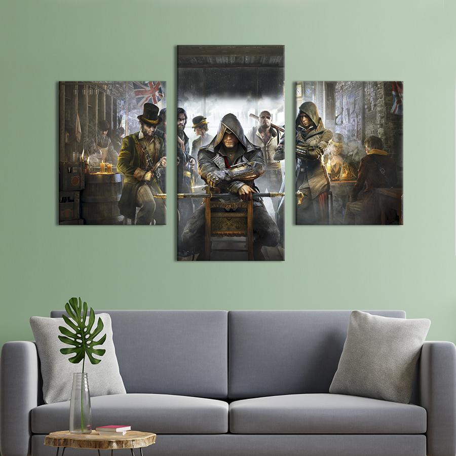 Картина на холсте триптих Персонажи игры Assassin's Creed: Syndicate 141x90 см (1433-32)