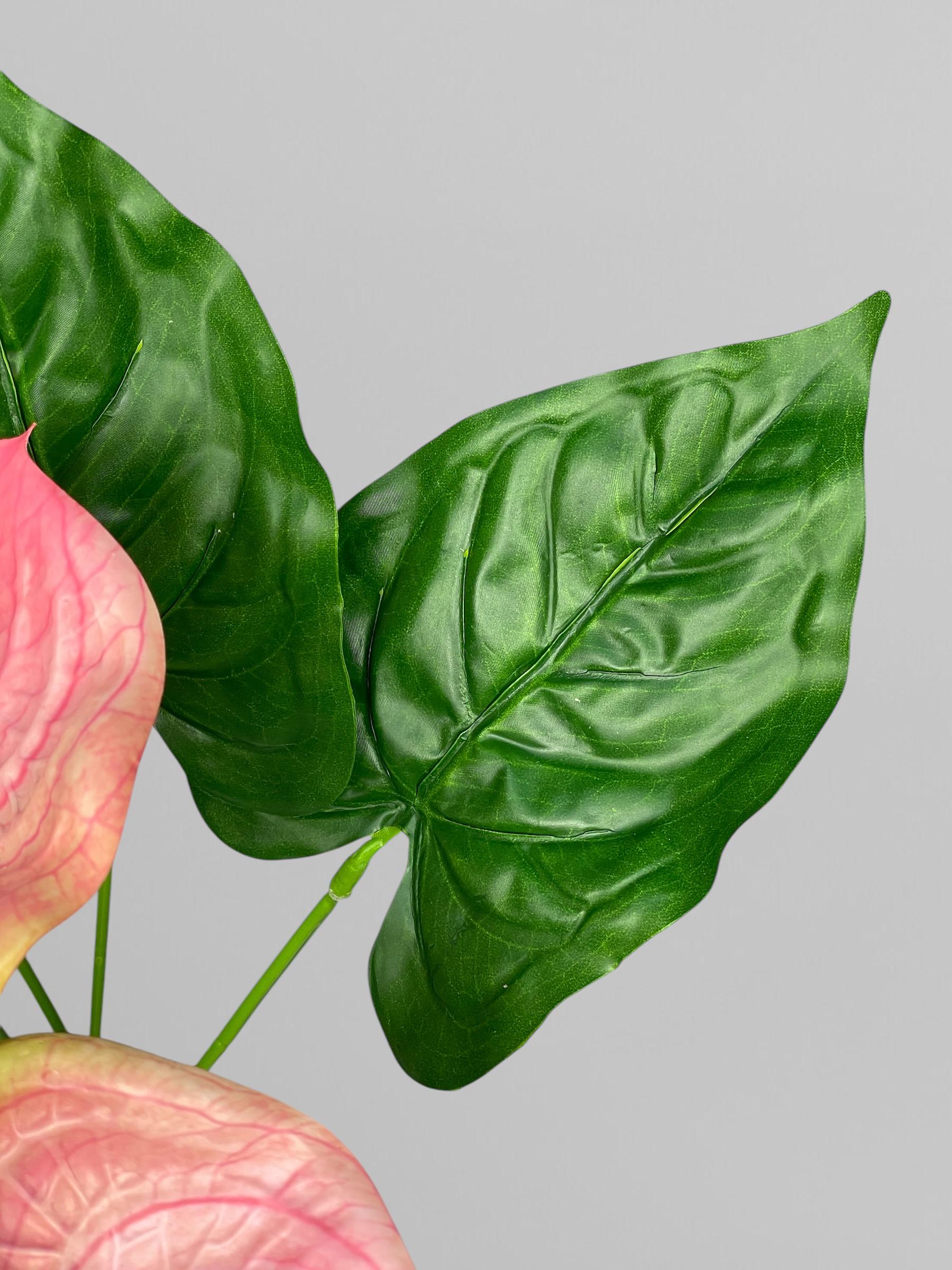 Искусственный антуриум букет 3 цветка 32 см Коралловый (К13108) - фото 4