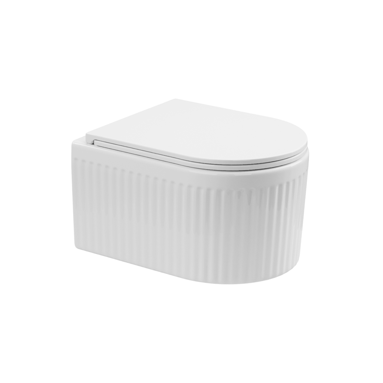 Унітаз підвісний Invena Glamour QFS безободовий ребристий з вільнопад-кришкою (CE-92-001/23445275)