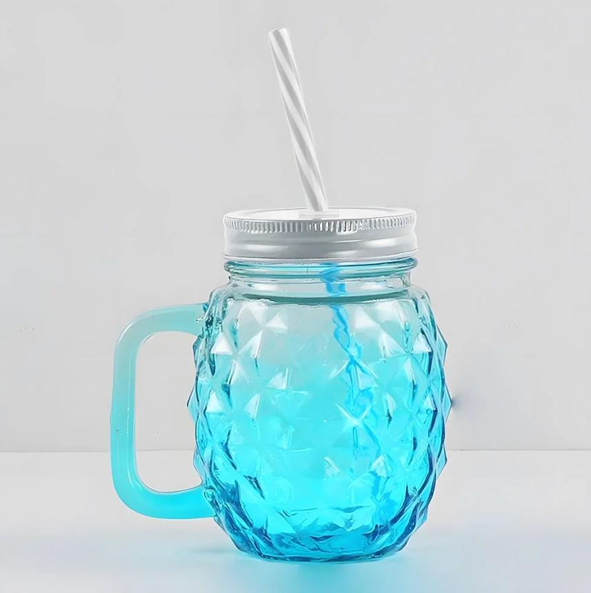 Чашка-банка скляна Ананас з кришкою і трубочкою 500 мл Блакитний (OS-K9480B) - фото 3 Чашка-банка скляна Ананас з кришкою і трубочкою 500 мл Блакитний (OS-K9480B) - фото 3