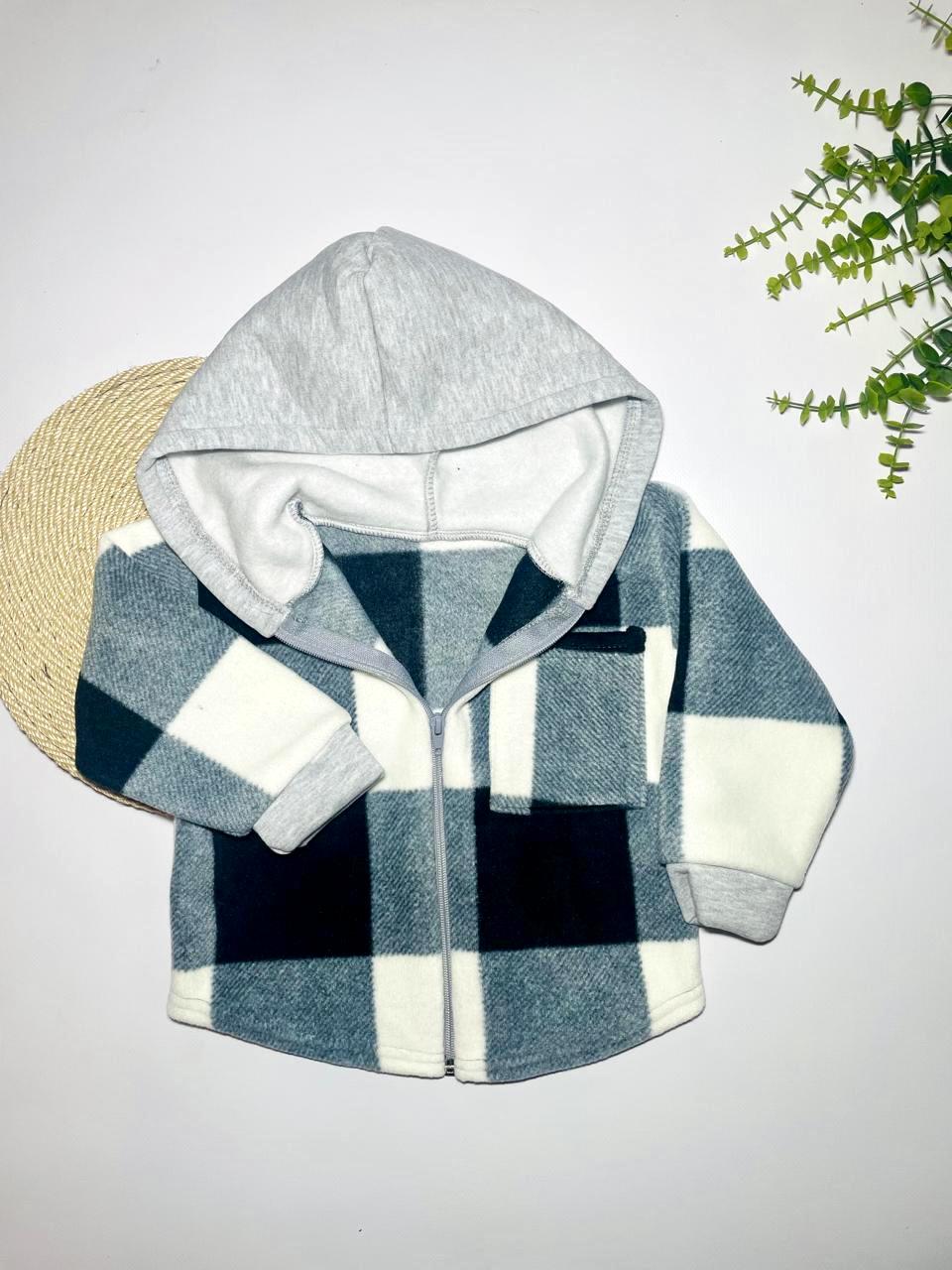 Сорочка флісова для хлопчиків Клітинка з капюшоном (10098) - фото 2