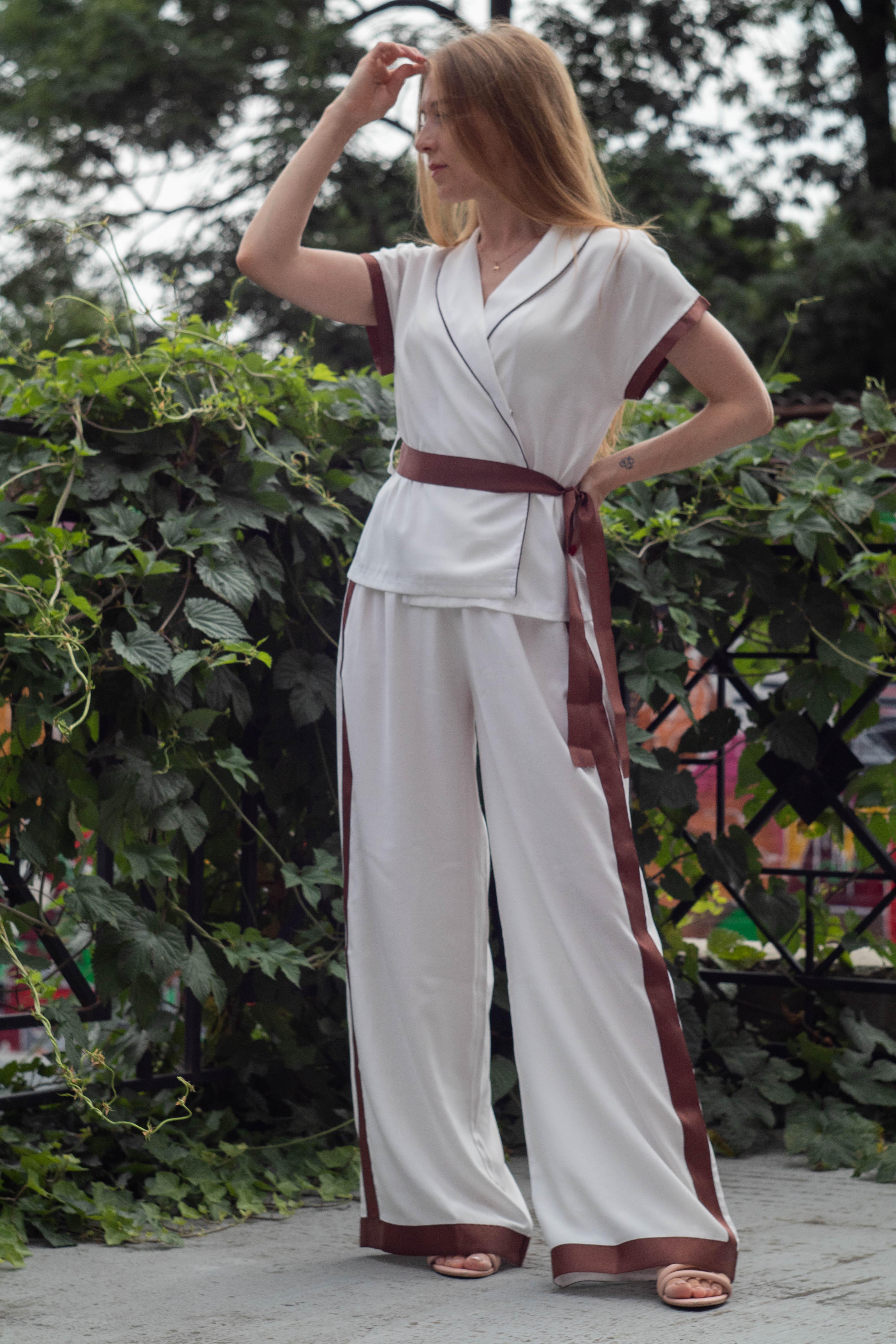 Костюм жіночий VSlatinina штани з кімоно S Айворі (01234567837) - фото 6 Костюм жіночий VSlatinina штани з кімоно S Айворі (01234567837) - фото 6