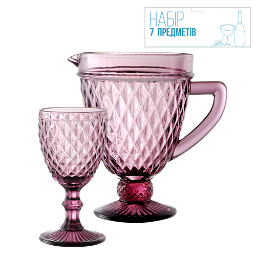 Глечик з келихами SNT Аргайл 7 пр. Бордовий (9053) - фото 2 Глечик з келихами SNT Аргайл 7 пр. Бордовий (9053) - фото 2