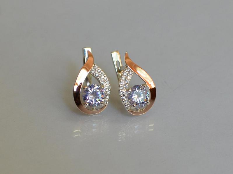 Серебряные серьги Sil с золотыми накладками 144s-13 Мистик (Sil-1168)