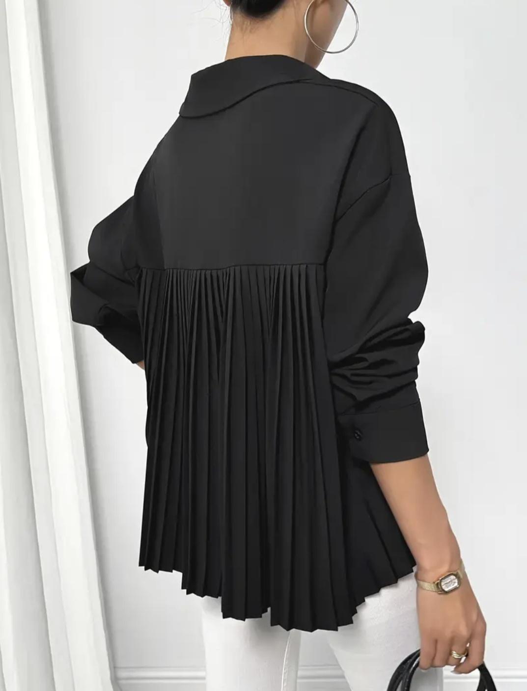 Сорочка жіноча з гофре на спинці М Чорний (00227) - фото 2