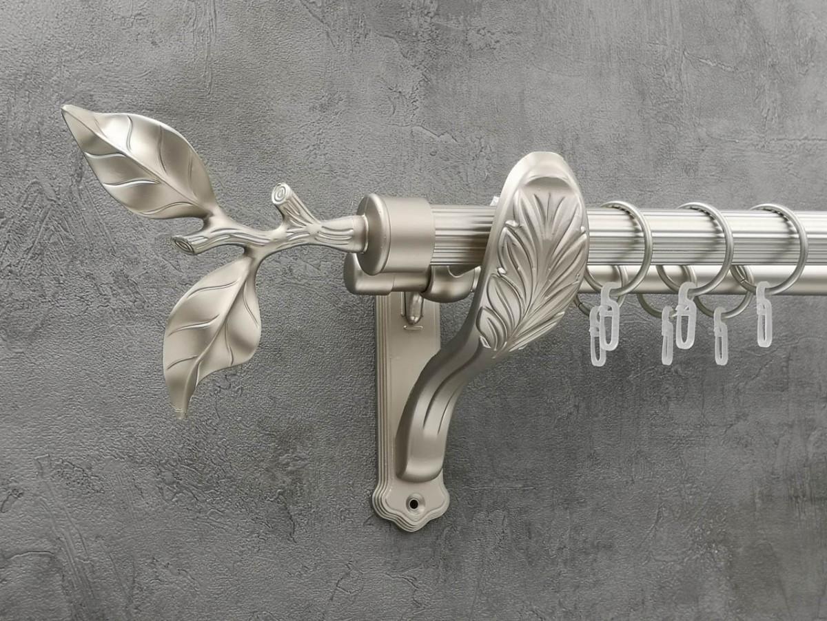 Карниз Quadrum Лист рози рифленая штанга двойной ретро 25/19 мм 200 см Сатин (272284381)