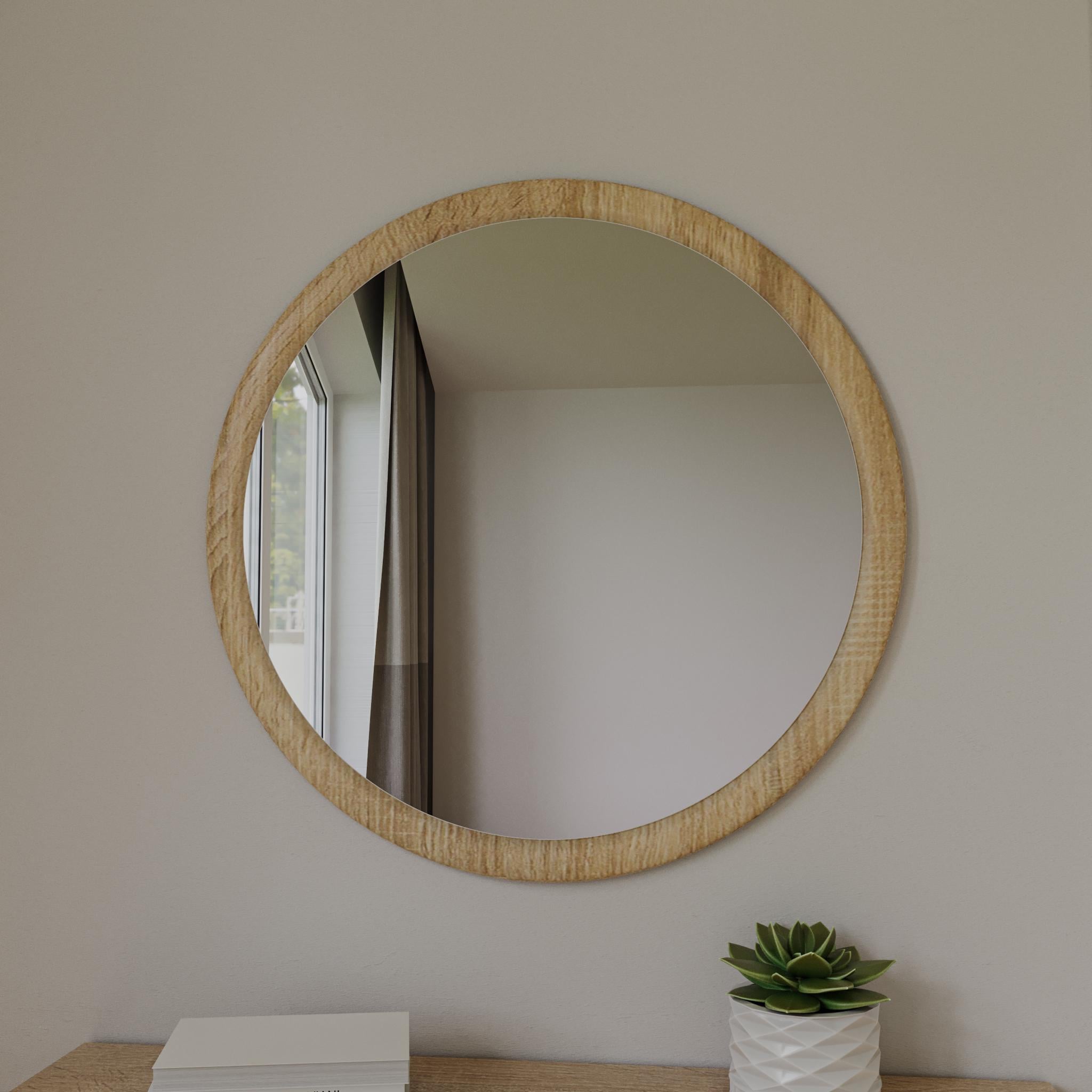 Дзеркало настінне кругло для ванни/салону МДФ вологостійке 60 см Дуб сонома (A-138)
