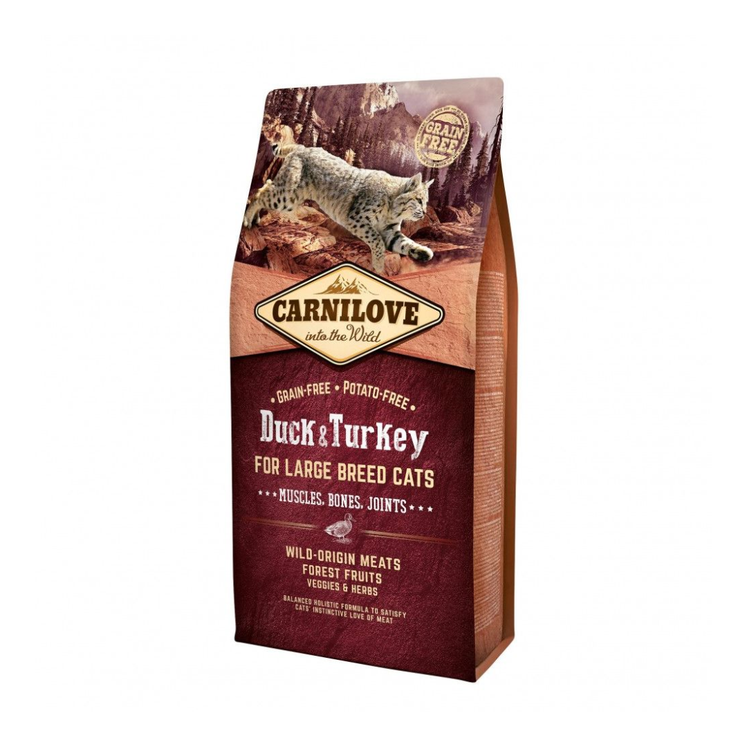 Корм сухий Carnilove Cat Large Breed для дорослих котів великих порід з качкою та індичкою 6 кг