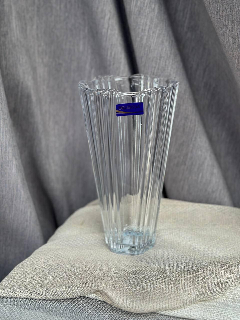 Ваза для квітів Olens 102-546 Хайнань скляна 25 см Прозорий (24976609)