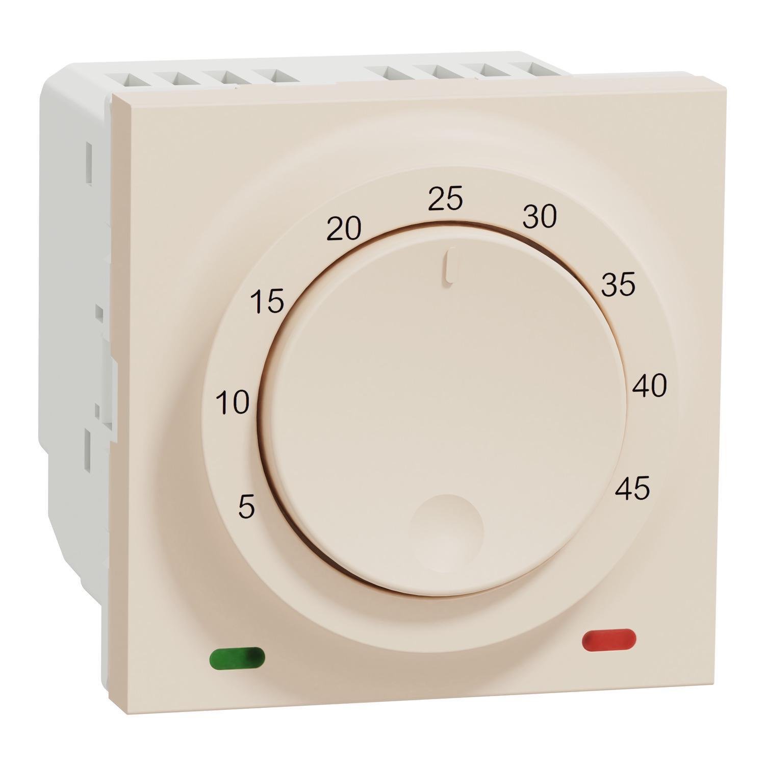 Термостат теплого пола Schneider Electric Unica 230 В 10A 2 модуля Бежевый (NU350344)